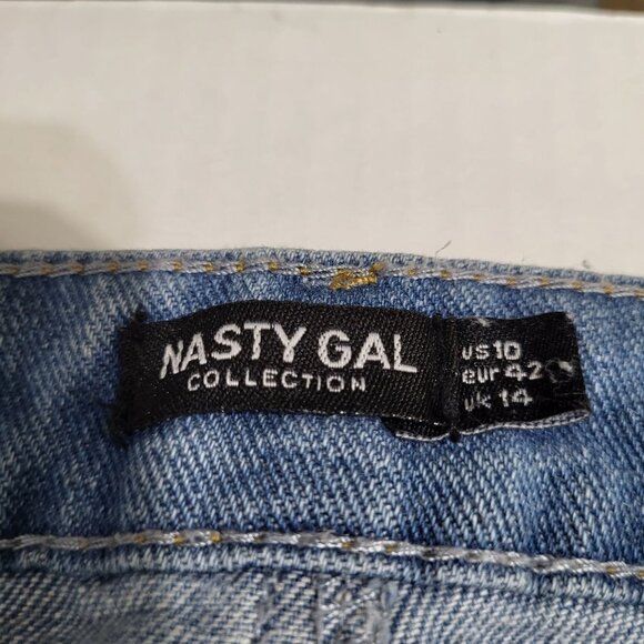 Nasty Gal Womens Size 10 Girl Talk Distressed Shredded Mom Jeans Light Wash - Picture 5 of 10